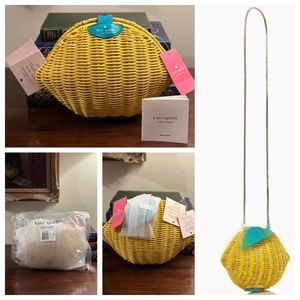 NEW Kate Spade Lemon Shoulder / Crossbody Bag 🍋 Picnic Perfect Wicker Purse